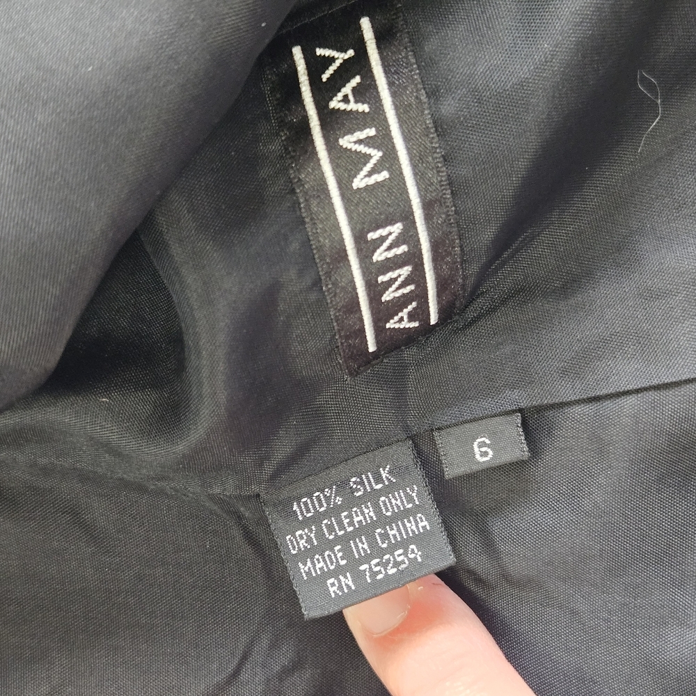 ANN MAY Size 6 Silk‎ Woven Dark Colorful Career Blazer Jacket Academia Old Money - Picture 12 of 12